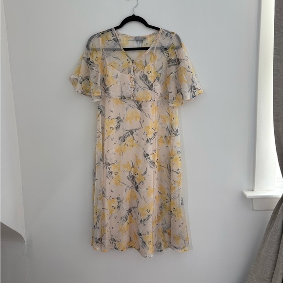 Fransa Dresses & Skirts - Franca Floral Yellow and Gray Women's Dress XS